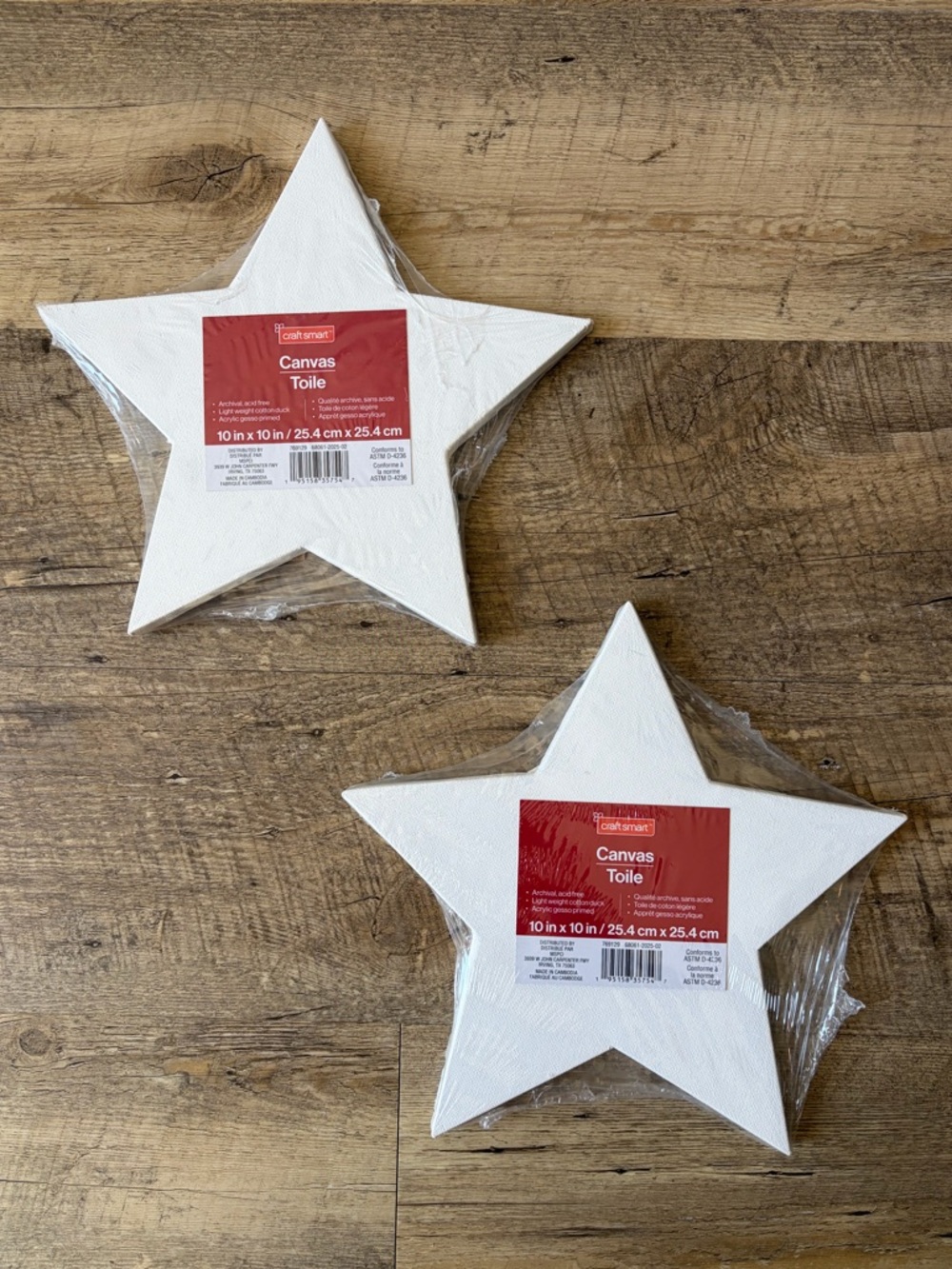 Craft Smart 10" x 10" White Star Cotton Duck Canvas Duo